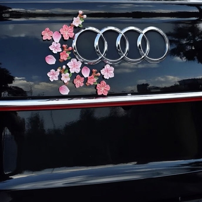 3D Cherry Blossom Car Decor Stickers | Cute Floral Car Accessories for Women